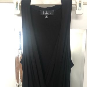 Lulus black v-neck black slip dress - size S